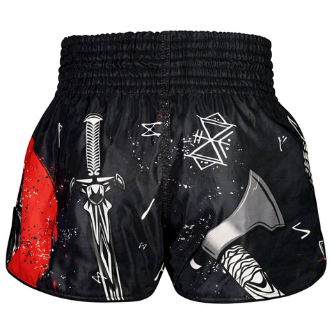 TUFF Muay Thai Shorts Boxing Trunks Retro Style (TUF-RMS121-BLK)