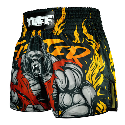 TUFF Muay Thai Shorts Boxing Trunks Retro Style (TUF-RMS122-BLK)