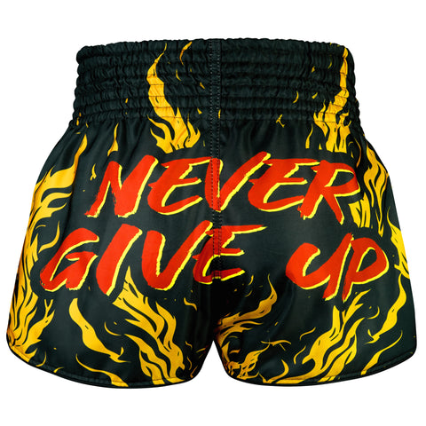 TUFF Muay Thai Shorts Boxing Trunks Retro Style (TUF-RMS122-BLK)