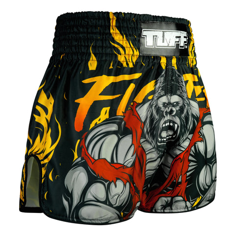 TUFF Muay Thai Shorts Boxing Trunks Retro Style (TUF-RMS122-BLK)
