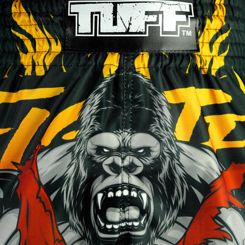 TUFF Muay Thai Shorts Boxing Trunks Retro Style (TUF-RMS122-BLK)