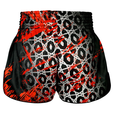 TUFF Muay Thai Shorts Boxing Trunks Retro Style (TUF-RMS123-BLK)