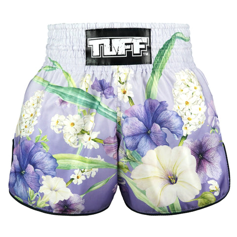 TUFF Muay Thai Shorts Boxing Trunks Retro Style (TUF-RMS124-PUR)