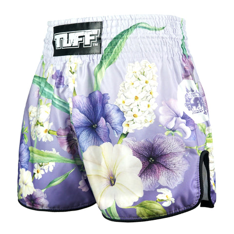 TUFF Muay Thai Shorts Boxing Trunks Retro Style (TUF-RMS124-PUR)