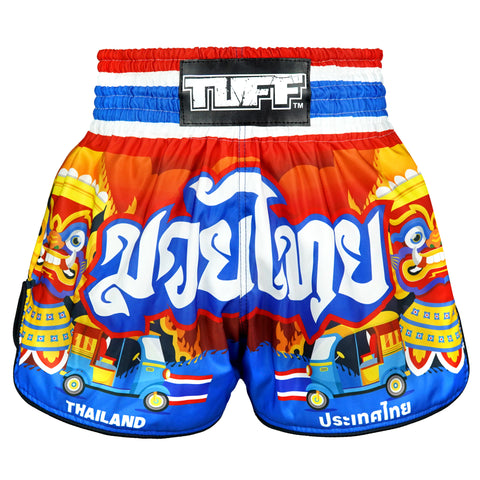 TUFF Muay Thai Shorts Boxing Trunks Retro Style (TUF-RMS126-RED)