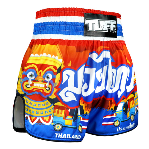 TUFF Muay Thai Shorts Boxing Trunks Retro Style (TUF-RMS126-RED)