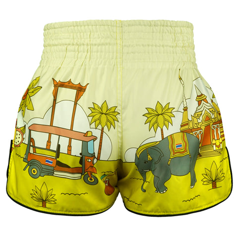 TUFF Muay Thai Shorts Boxing Trunks Retro Style (TUF-RMS127-YLW)