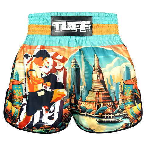 TUFF Muay Thai Shorts Boxing Trunks Retro Style (TUF-RMS128-LTB)
