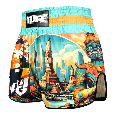 TUFF Muay Thai Shorts Boxing Trunks Retro Style (TUF-RMS128-LTB)