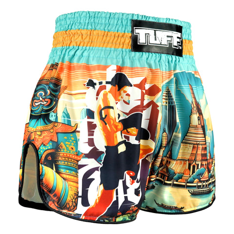 TUFF Muay Thai Shorts Boxing Trunks Retro Style (TUF-RMS128-LTB)