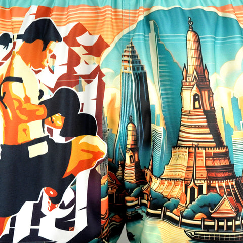 TUFF Muay Thai Shorts Boxing Trunks Retro Style (TUF-RMS128-LTB)