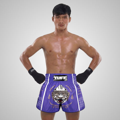 TUFF Muay Thai Shorts Boxing Trunks Traditional Style (TUF-RMS129-PUR)