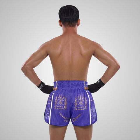 TUFF Muay Thai Shorts Boxing Trunks Traditional Style (TUF-RMS129-PUR)