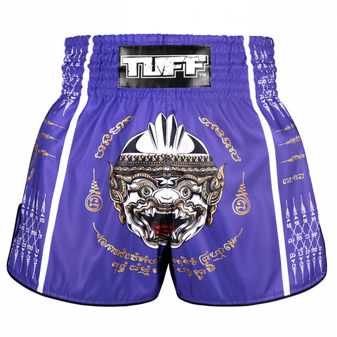 TUFF Muay Thai Shorts Boxing Trunks Traditional Style (TUF-RMS129-PUR)