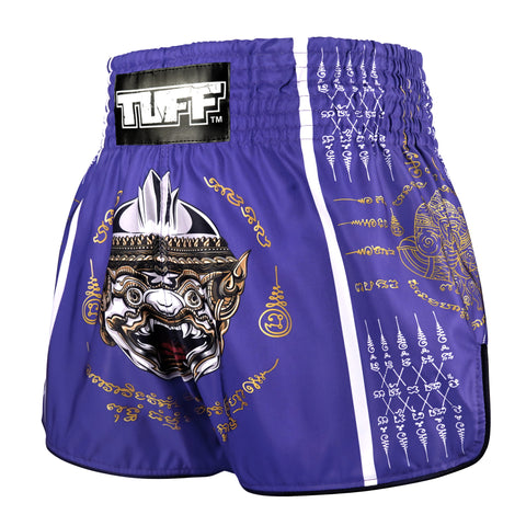 TUFF Muay Thai Shorts Boxing Trunks Traditional Style (TUF-RMS129-PUR)