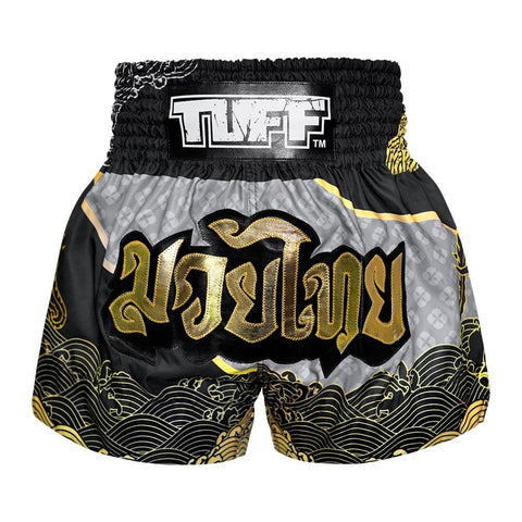 TUFF Muay Thai Shorts Boxing Trunks Traditional Style (TUF-MS654-BLK)