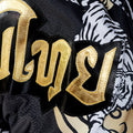 TUFF Kids Shorts Black Retro Style Double Tiger With Gold Text