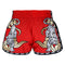 TUFF Muay Thai Boxing Shorts Retro Style Red Twin Tiger With Gold Text