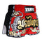 TUFF Muay Thai Boxing Shorts Retro Style Red Twin Tiger With Gold Text