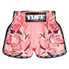 TUFF Muay Thai Boxing Shorts Pink Retro Style Birds and Roses Vintage Drawing