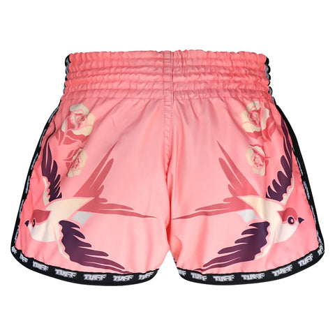 TUFF Kids Shorts Pink Retro Style Birds With Roses
