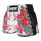 TUFF Muay Thai Boxing Shorts White Retro Style Rose With Birds