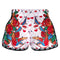 TUFF Muay Thai Boxing Shorts White Retro Style Rose With Birds