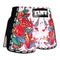 TUFF Muay Thai Boxing Shorts White Retro Style Rose With Birds