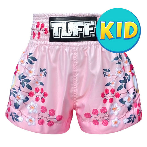 TUFF Kids Muay Thai Shorts Boxing Trunks Traditional Style (TUF-MS632-PNK)