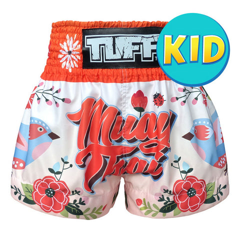 TUFF Kids Muay Thai Shorts Boxing Trunks Traditional Style (TUF-MS633-ORG)