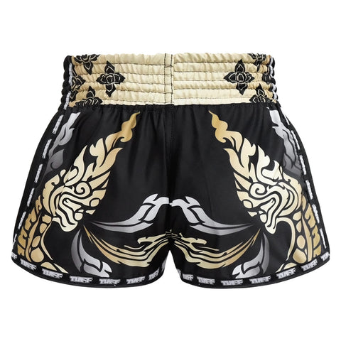 TUFF Muay Thai Boxing Shorts Retro Style The King Of Naga Black