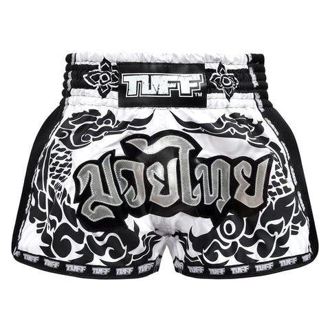 TUFF Muay Thai Boxing Shorts Retro Style The Great Hongsa White