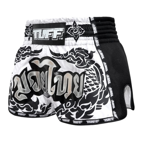 TUFF Muay Thai Boxing Shorts Retro Style The Great Hongsa White