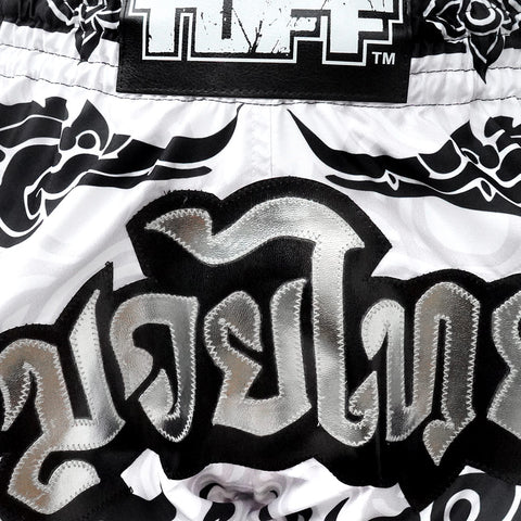 TUFF Muay Thai Boxing Shorts Retro Style The Great Hongsa White