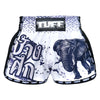 TUFF Muay Thai Boxing Shorts Retro Style White War Elephant