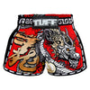 TUFF Muay Thai Boxing Shorts Retro Style Red Chinese Dragon