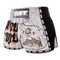 TUFF Muay Thai Boxing Shorts Retro Style Grey Hanuman Yantra with War Flag