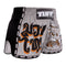 TUFF Muay Thai Boxing Shorts Retro Style Grey Hanuman Yantra with War Flag