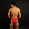 TUFF Muay Thai Boxing Shorts Retro Style Red Twin Tiger With Gold Text