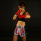 TUFF Muay Thai Boxing Shorts White Retro Style Rose With Birds