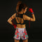 TUFF Muay Thai Boxing Shorts White Retro Style Rose With Birds