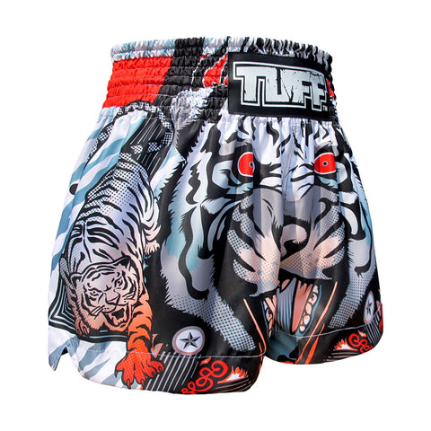 TUFF Kids Muay Thai Shorts Boxing Trunks Traditional Style (TUF-MS613-GRY)