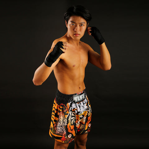 TUFF Muay Thai Shorts Boxing Trunks Traditional Style (TUF-MS613-ORG)