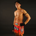 TUFF Muay Thai Boxing Shorts Red With Tiger Inspired by Chinese Ancient Drawing