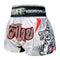 TUFF Muay Thai Boxing Shorts "White With Double White Tiger"