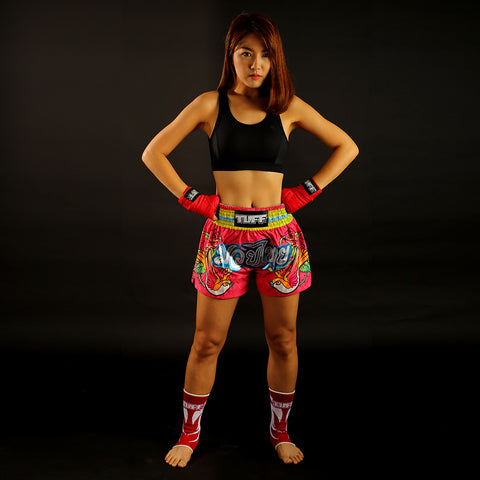 TUFF Muay Thai Shorts Boxing Trunks Traditional Style (TUF-MS617-PNK)