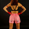 TUFF Muay Thai Boxing Shorts Pink Birds and Roses Vintage Drawing
