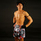 TUFF Muay Thai Boxing Shorts "White Devil Skull with Twin Skeletons"