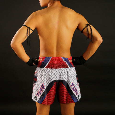 TUFF Muay Thai Shorts Boxing Trunks Traditional Style (TUF-MS619-WHT)