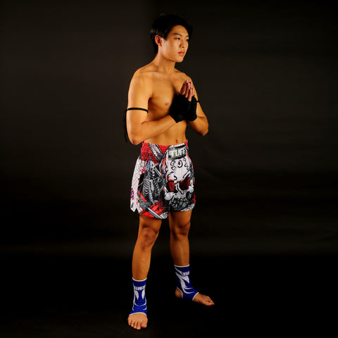 TUFF Muay Thai Shorts Boxing Trunks Traditional Style (TUF-MS619-WHT)